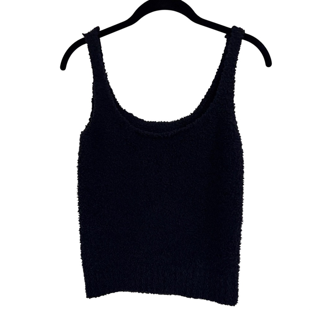 Skims Cozy Knit Tank Top Black NWOT Boucle Lounge Sleeveless L/XL